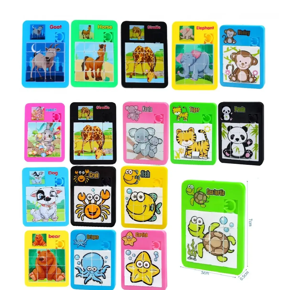 12/24 SZTUK Puzzle Przesuwne Układanki Edukacyjne dla Dzieci ze Zwierzętami, Zabawki Puzzle dla Dzieci, Prezent do Szkoły i Przedszkola, Gry dla Dzieci