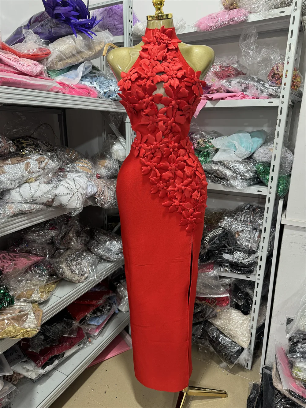 

Red Color Women Sexy Off the Shoulder Florals Bodycon Long Bandage Dress Celebrate Wedding Christmas Birthday Party Dress Outfit