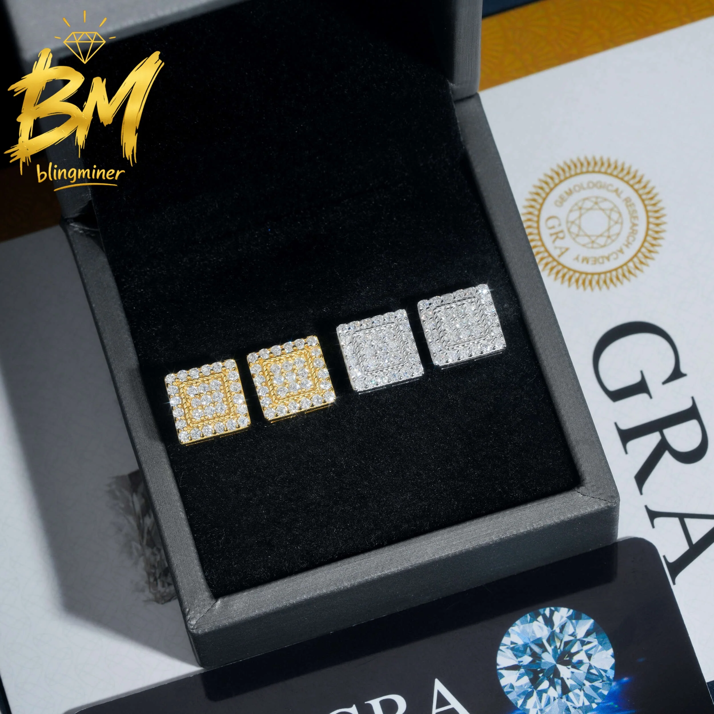 blingminer-10mm-round-vvs-moissanite-earrings-for-men-women-s925-silver-ear-studs-jewelry-pass-diamonds-tester-gra-free-shipping