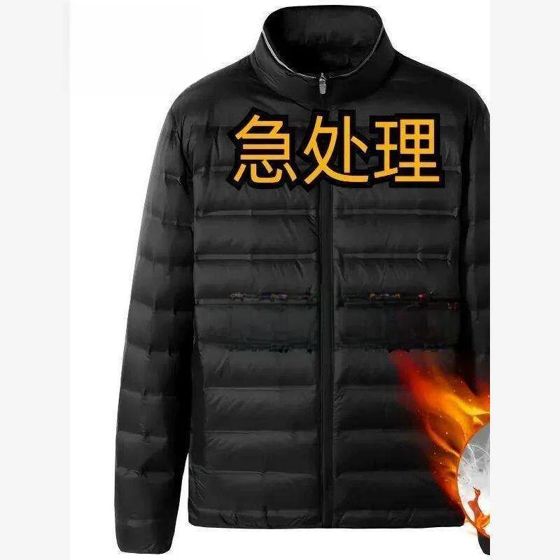 

Легкая утепленная хлопковая куртка-жилет мужская с воротником-стойкой, приталенная, теплая, для повседневного использования, без капюшона, большие размеры, пуховик для папы, белый пух.