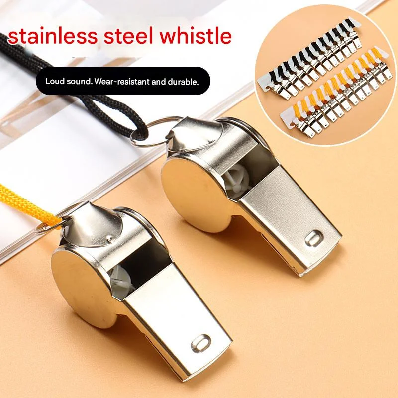 

48 шт./20 шт. тренерский свисток футбольного рефери со шнурком для экстренных спортивных тренировок рефери серебристого цвета из нержавеющей стали