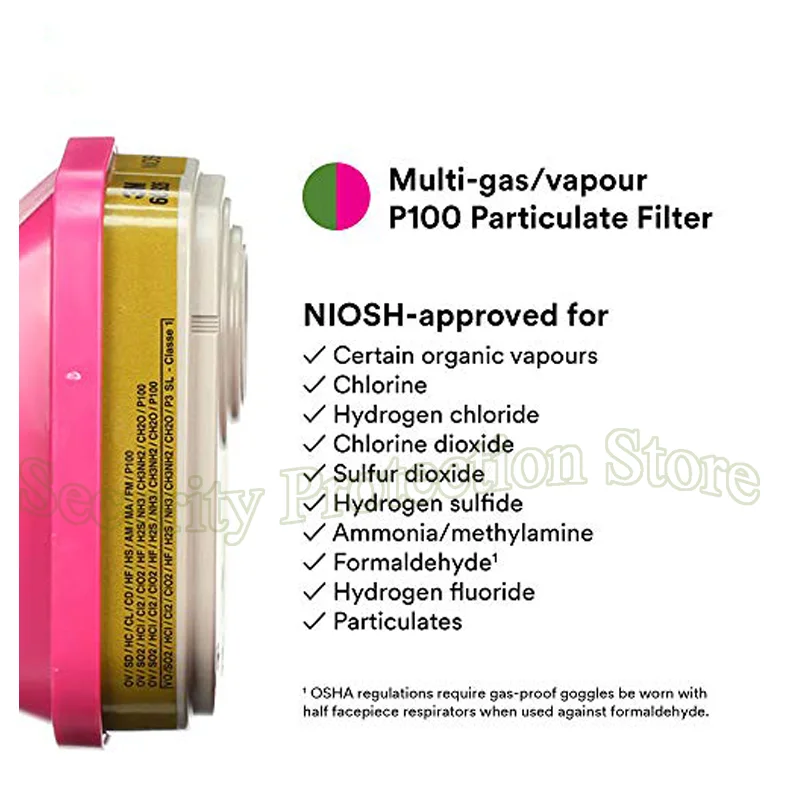 P100 Respirator Cartridge/Filter 60926 NIOSH Against Organic Vapors Acid Gases Ammonia Methylamine Formaldehyde and Particulates