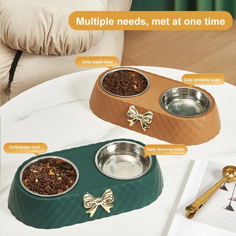 Premium  Dog Food Bowl No Odor Dog Cat Feeder Double Bowls Non-slip Base Easy to Wash Cat Water Bowl for Household