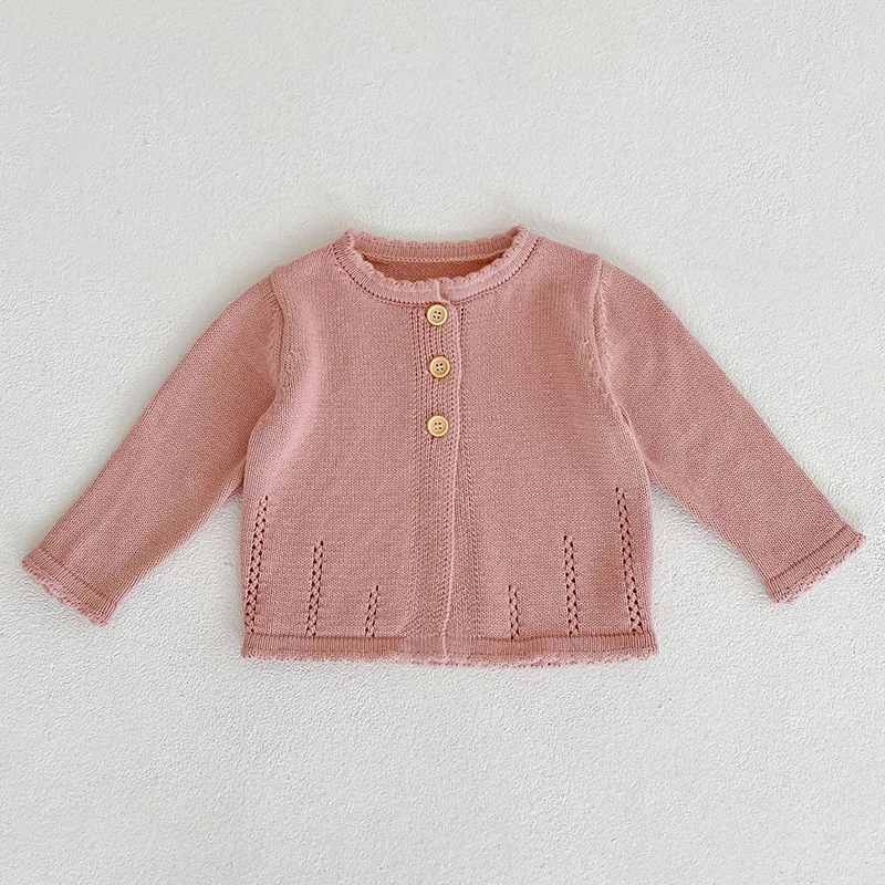 Cardigan tricoté à manches longues pour bébés filles de 0 à 3 ans, couleur Pure, doux, automne