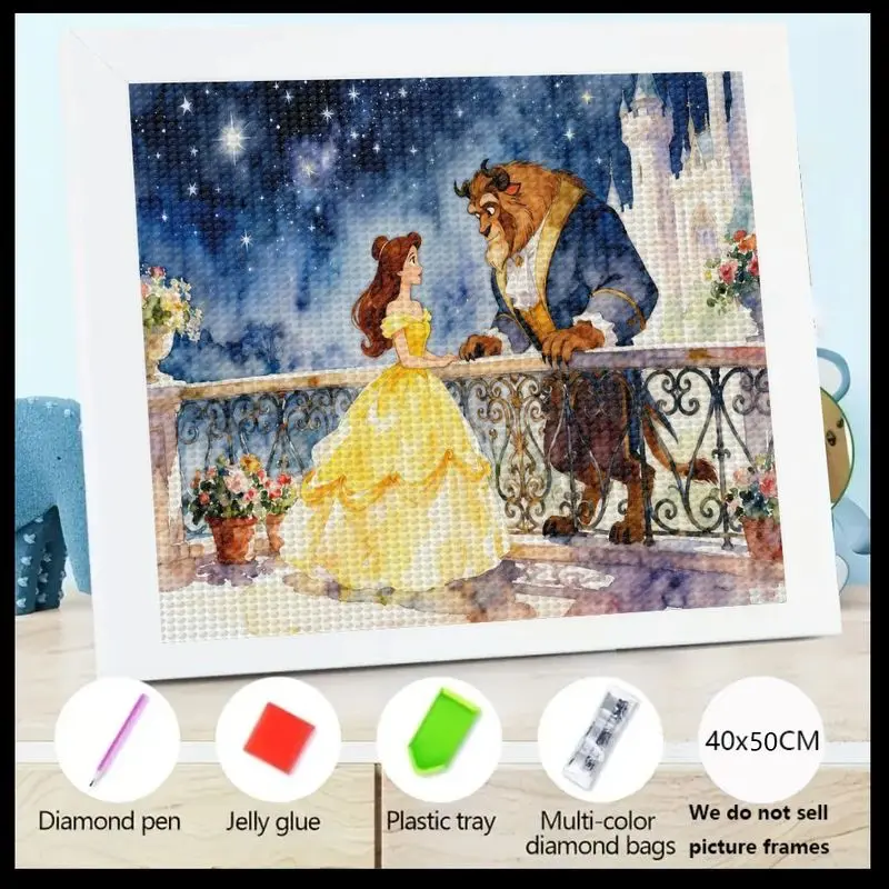 1PC Schöne Prinzessin und Biest Diamant Malerei 5D Kunst Kit DIY Bunte Cartoon Design Hochwertige Kristall Strass Decorat