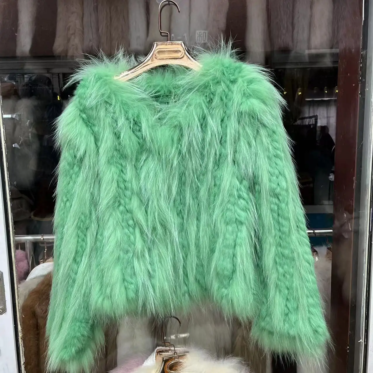 

2023 Winter Women Knitted Real Rabbit Fur Coat High Quality Loose Natural Fur Jacket Genuine Fur Coats V-neck Long Sleeve New