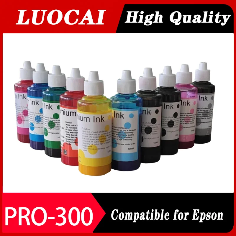 10*100ml Premium Water-based Pigment Ink for Canon PRO-300 PRO300 Priner PFI-300 ink cartridge