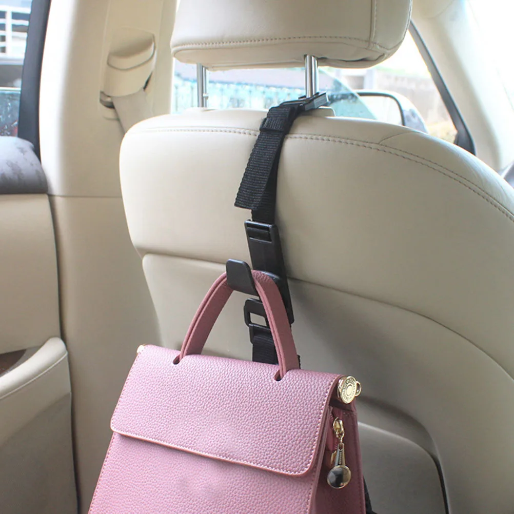 

2pcs Car Seat Back Hooks Adjustable Headrest Hanger Organizer For Rear Seat Storage Car Hanging Hook Durable Use Black