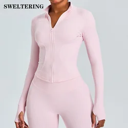 Zipper Long Sleeve Sports Jacket Women Fitness Yoga Shirt Gym Top Activewear Running Coats Push Up Workout Clothes Woman Jacket