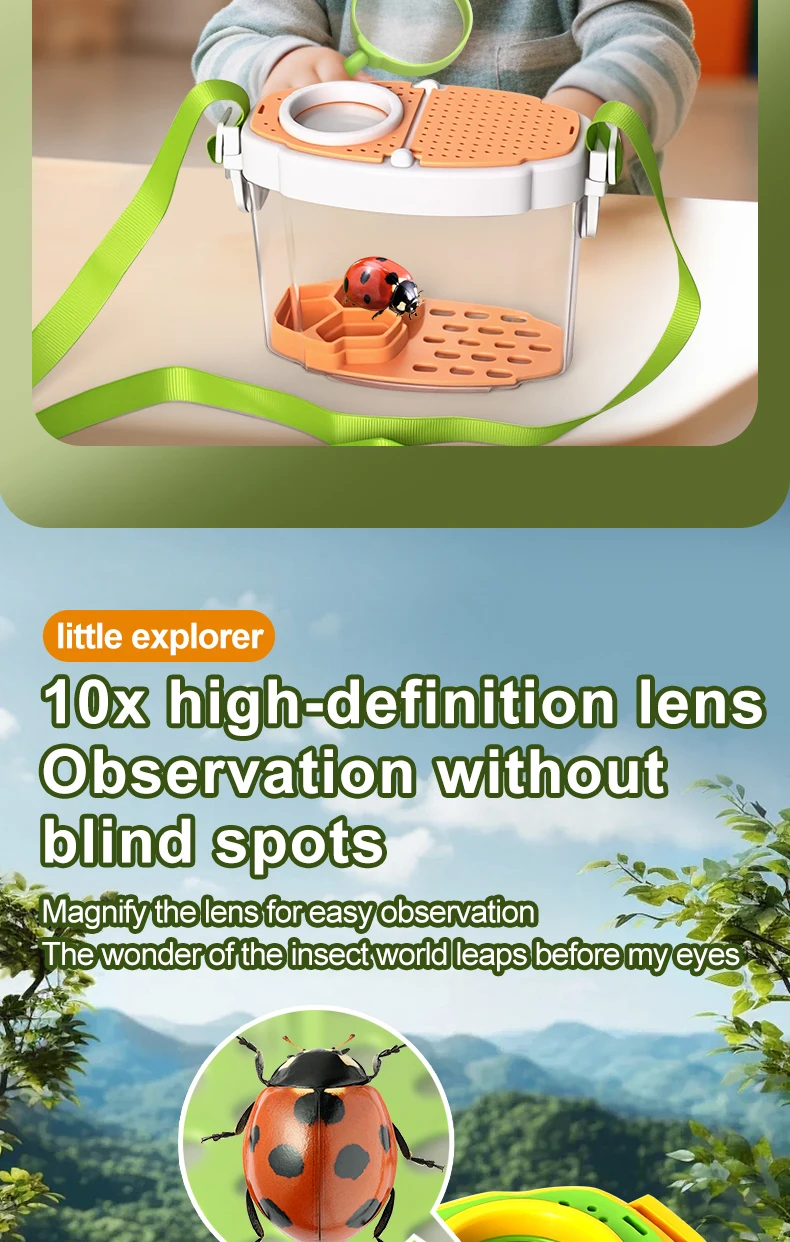 Neuartige Insektenbeobachtungsbox, Outdoor-Sammlung, Teleskop, Kaulquappe, Schmetterling, Seidenraupe, biologisches Experiment, Capture-Tool – Detail 16