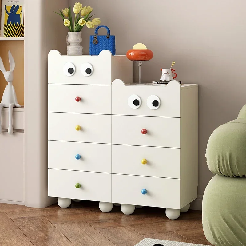 Estilo nórdico creme quarto das crianças pequena cômoda meninos e meninas quarto armário de armazenamento de brinquedos