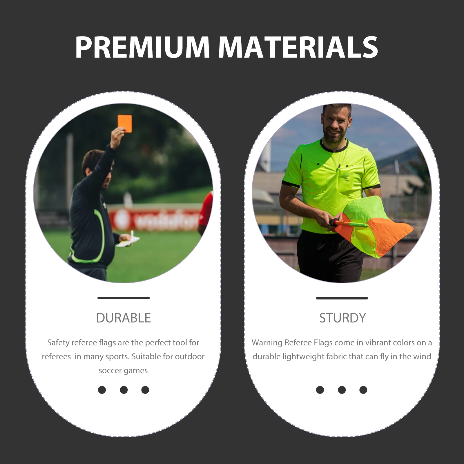 

1Set Match Referee Flags Red Yellow Cards Metal Rods Lightweight Fabric Portable Whistle Soccer Referee Signal Flags Sports