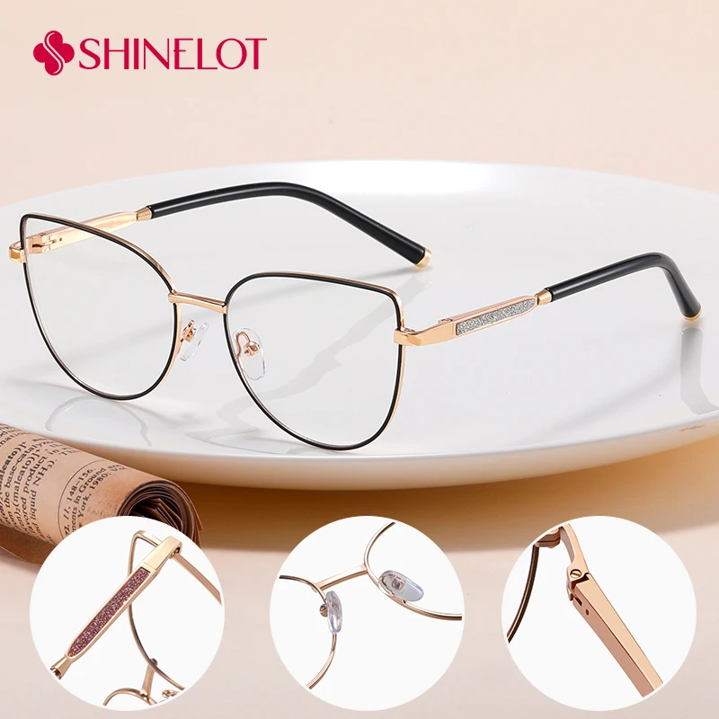 

81510 Hot Selling Cat Eye Eyeglasses Frame Female Eye Protection Glasses Full Frame Lady Spectacles Original Metal Eyewear