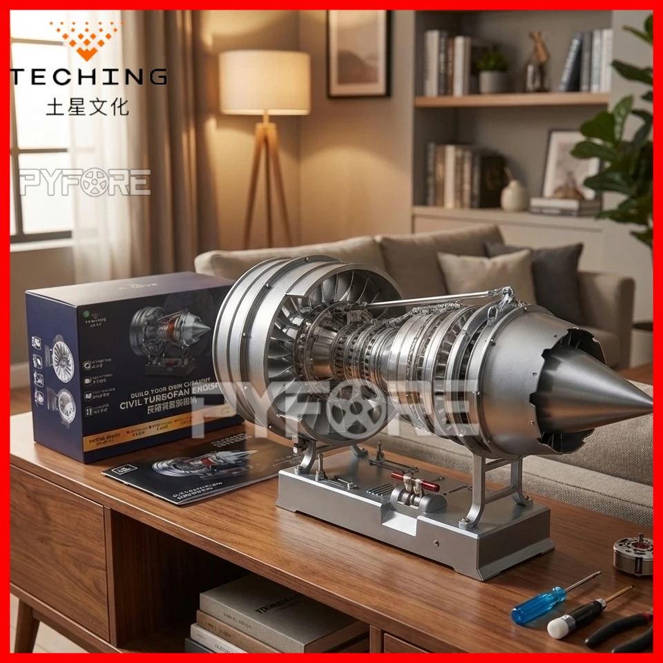 

TECHING Electric Turbofan Jet Engine Simulation Assembly Model Kit Mechanical STEM Toy for Adults and Children DM121