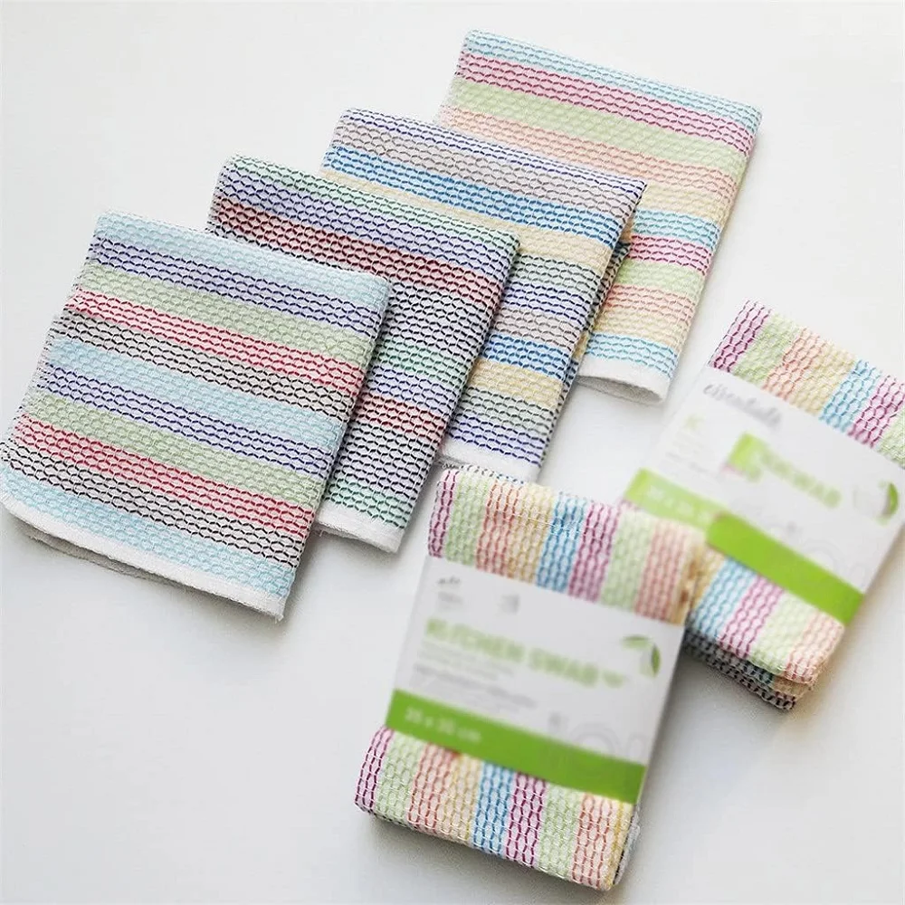 4PCS Waffle Weave Dish Cloths, 100% Cotton Quick Drying & Lint-Free Kitchen Towels for Cleaning, Absorbent Reusable Dishcloths