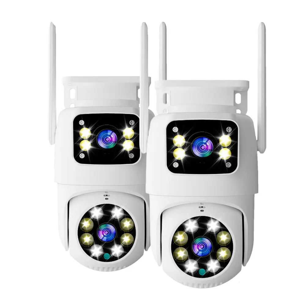 2PC 4K Tuya Dual Len PTZ Wifi Camera Outdoor Full HD 10MP Dual Screen Security Surveillance AI Auto Tracking Alexa Google Camera — 2