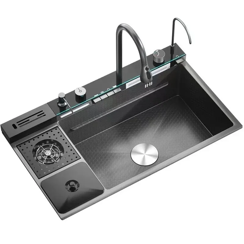 

Whale Feiyu 304 stainless steel kitchen large single sink kitchen digital display sink vegetable basin vegetable sink including