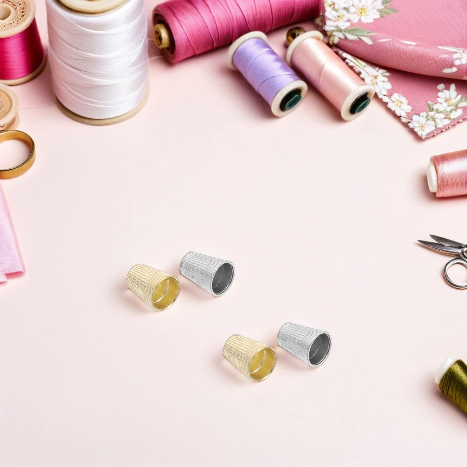 

6 Pcs Retro Thimble Set Finger Sleeves Hand Quilting Supplies Metal Protectoer Cot