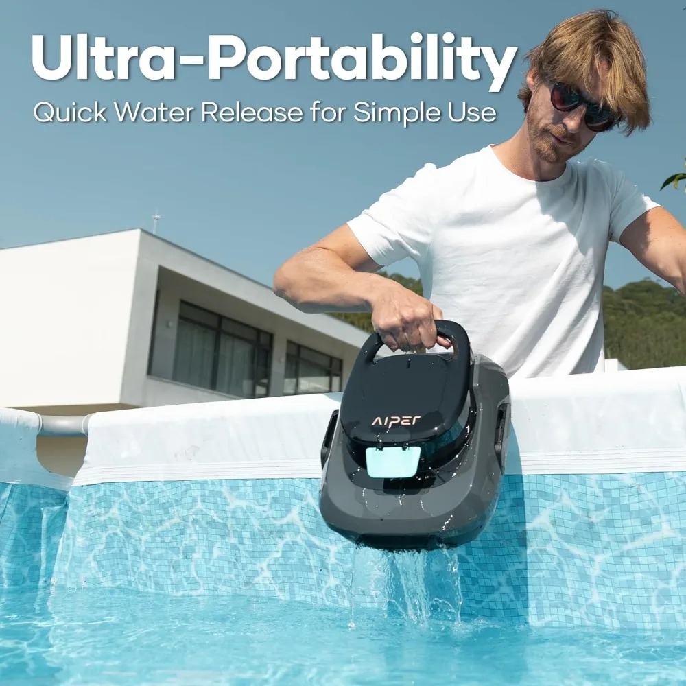 Limpador de Piscina Robótica Sem Fio, Aspirador de Limpeza, Ideal para Piscinas Acima do Solo, Limpeza Automática, Até 90 Minutos