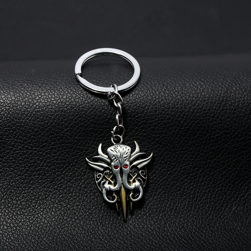 Game Baldur's Gate 3 Keychain Illithid Gray Pendant Keyring for Women Men Jewelry