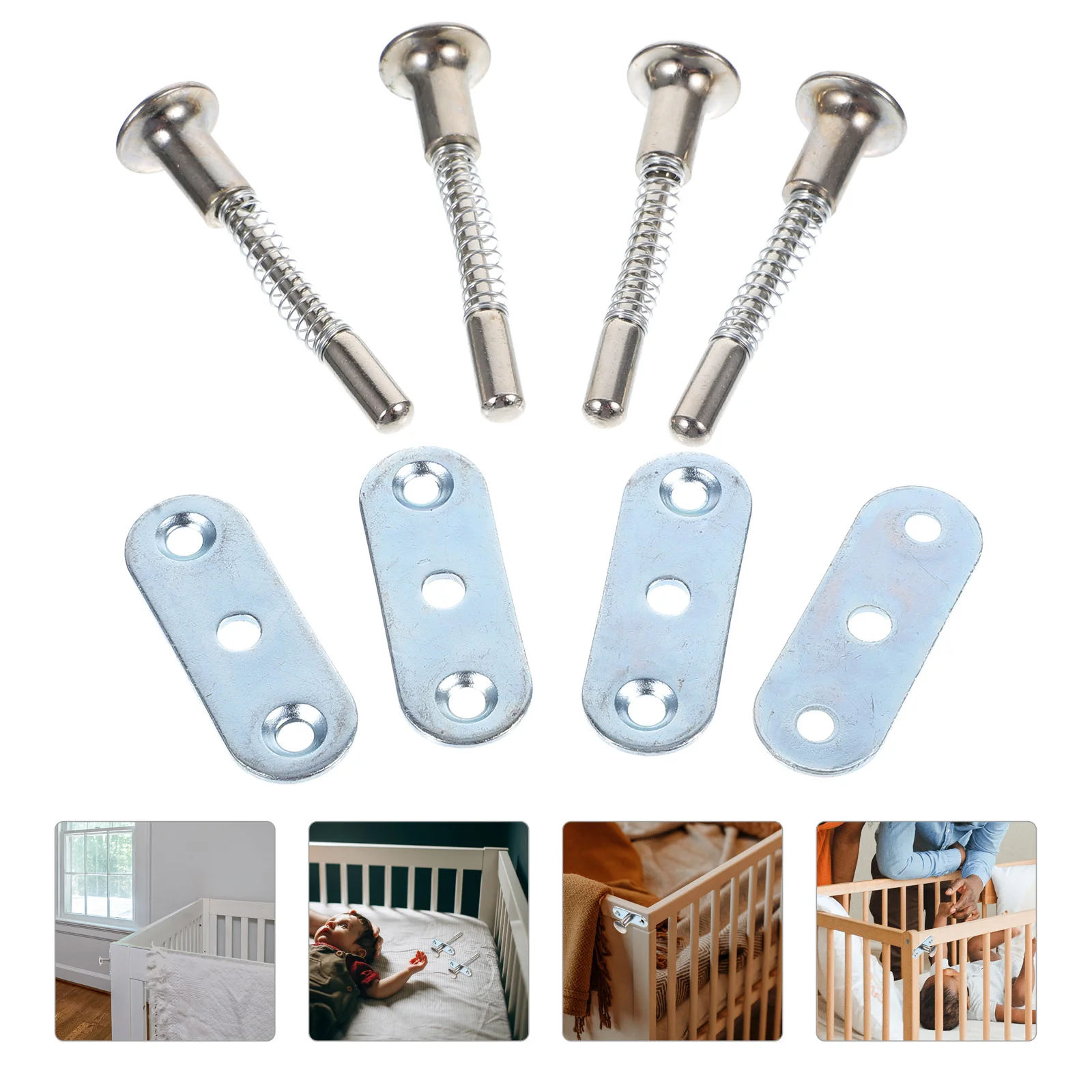 4 Pcs Trigger Spring Latch Baby Crib Loaded Locking Pin Accessories Gate Iron Latches for Rabbit Cages