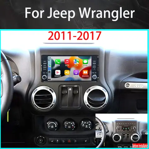 7 "6 + 128GB pour Jeep Wrangler JK 2011-2017 autoradio sans fil Apple Carplay Android 13 unité principale Image de recul
