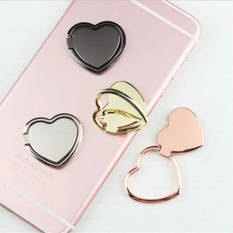 Accesorios para teléfono con soporte para anillo de dedo para teléfono móvil con patrón de corazón