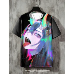 T-Shirt da uomo Anime T-Shirt a maniche corte da strada retrò per uomo Casual 3d Print Summer Top traspirante abbigliamento da uomo sciolto