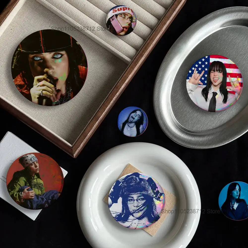 Famous Singer B-billieS  Button Pin Bright Printed Icon Gift For Friends Badge Collar Brooch Lapel Pin Metal