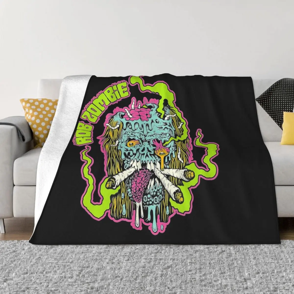 Rob Zombie – Smoke Your Grass Throw Blanket Beautiful Blankets Blanket Luxury