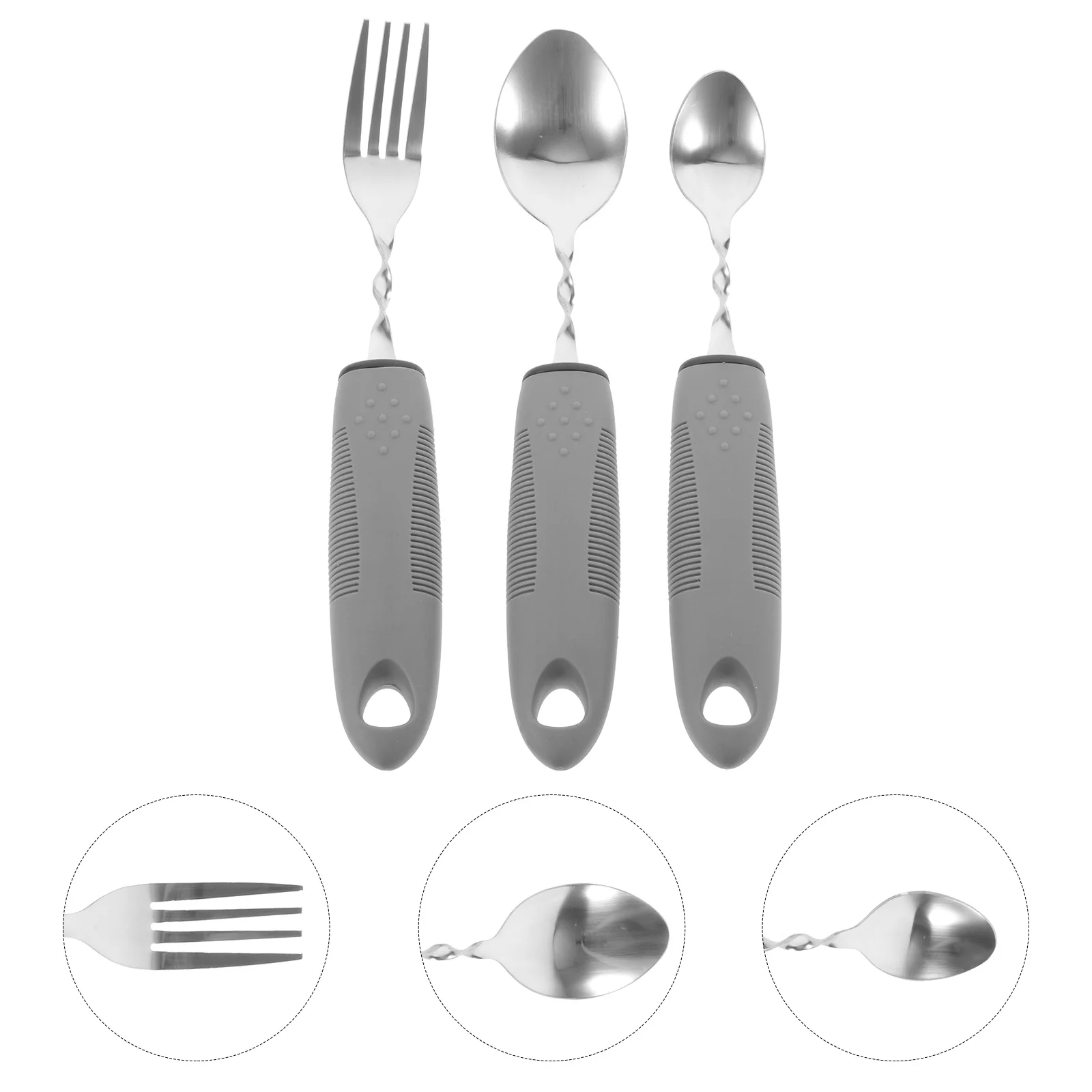 

1 set Anti Shaking Tableware Set for Elderly Portable Adaptive Utensils Non Slip Foldable Spoon Fork Knife Health Care