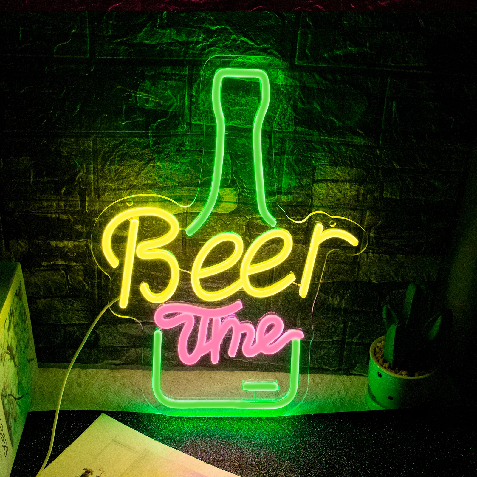 

Неоновая вывеска Green Beer Time, неоновые вывески с изображением пива, регулируемая подсветка, неоновые вывески для баров, неоновые вывески для декора стен, неоновые барные вывески