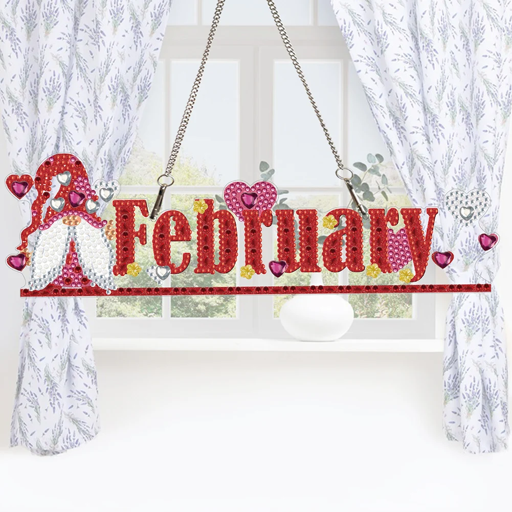 

Elf Calendar 2D/Flat DIY Rhinestone Diamond Art Window Pendants Single-Sided Drill Hanging Diamond Art Kits Wall Door Decoration
