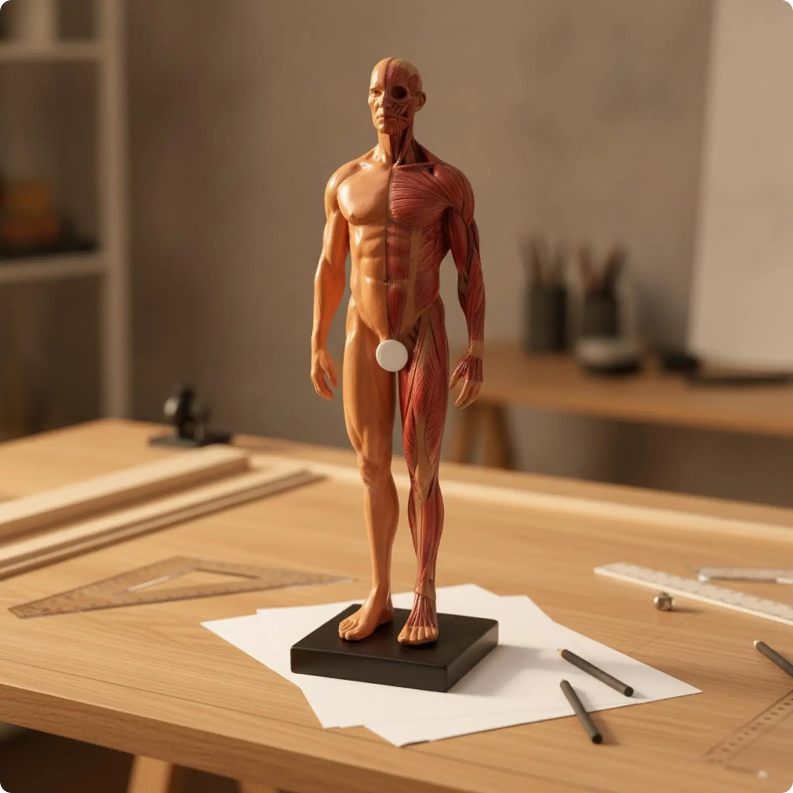 Resin Human Muscle Model Mannequin Head with Surface Landmarks for Scientific Study and Classroom Educational Use
