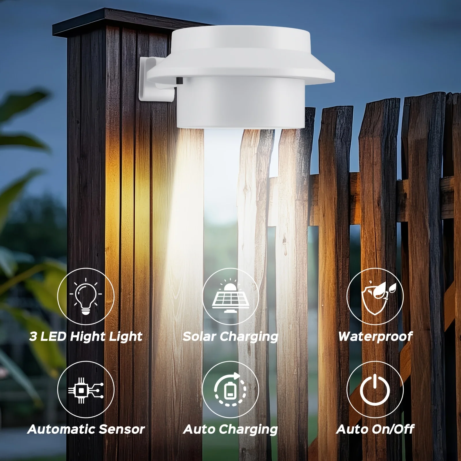 6-Pack Solar Gutter Led Lights Outdoor Waterproof Solar Fence Light for Eaves Garden Landscape Yard Patio Deck Lighting Sun Lamp