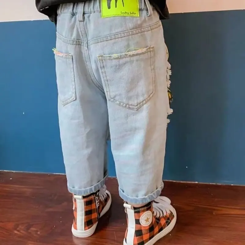Boys Casual Jeans Children Denim Ripped Jeans Kids Trousers Toddler Girl Fall Clothes 2 3 4 5 Years Baby Harem Pants Jeans