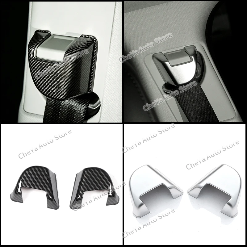 For Land Rover Range Rover Sport L494 2014-2018 2Pcs ABS Carbon Fiber Seat Belt Frame Cover Trim Interior Overlay