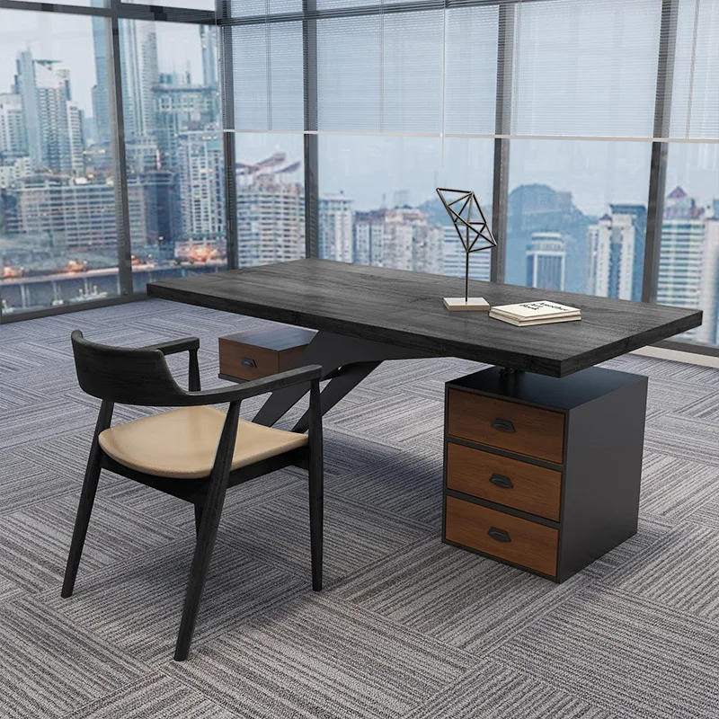 

LOFT Solid Wood Manager Single Desk Desktop Computer Desk Household Multifunctional Work Desk