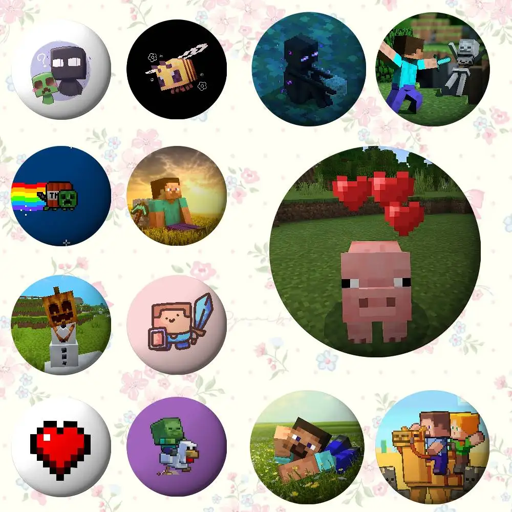 

Green Square Funny M-minecraf-t-S Badges Fans' Cartoon Lapel Pins Brooch Emblem Trinkets Gifts Folks Backpack Decor Jewelry Piec