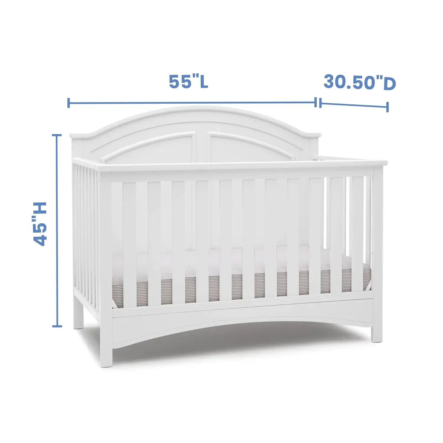 Delta Children Perry 6-in-1 umwandelbares Kinderbett – Greenguard Gold-zertifiziert, Bianca White