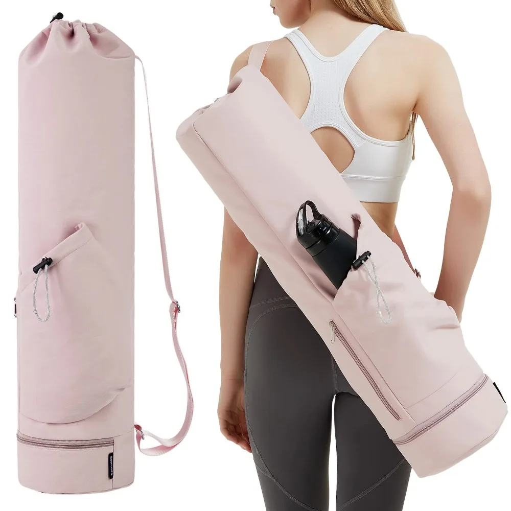 

Vegan Exercise Yoga Mat Bags Large Capacity Waterproof Sports Bag with Water Bottle Pocket Adjustable Shoulder Strap Storage Bag