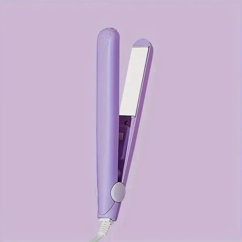 Mini Plancha de Pelo de Calentamiento Rápido con Enchufe Europeo, Plancha y Rizadora 2 en 1 para Flequillo