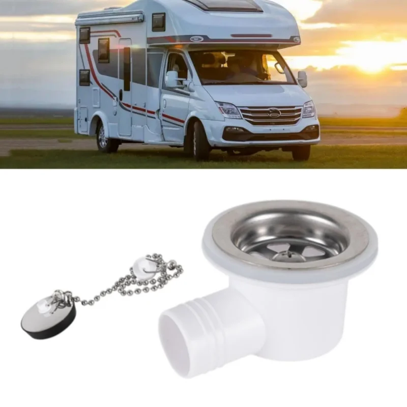 

RV Sink Drain Connector Space Saving Tight Sealing Drain Plug Connector Hose Adapter Oxidation Resistant Right Angle for Yacht