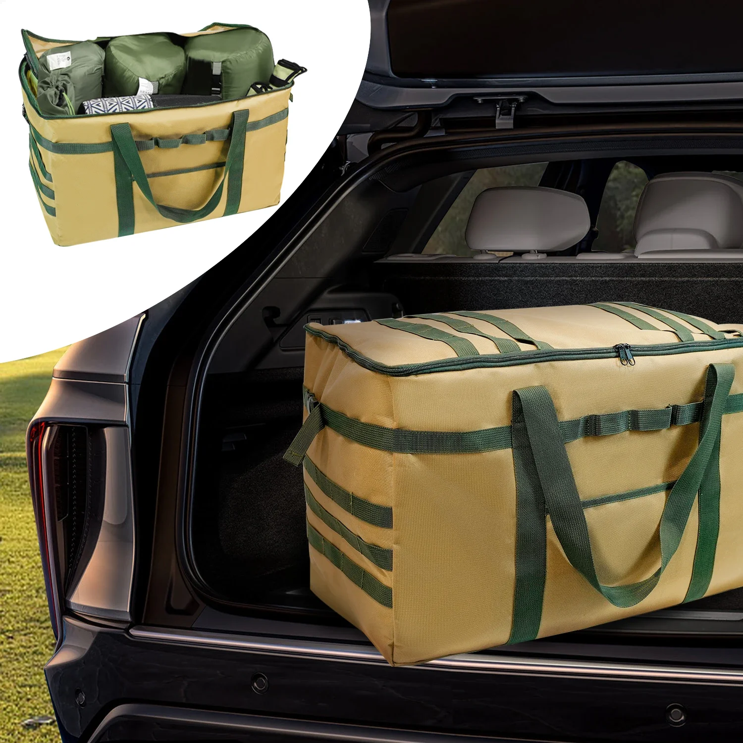 53-81L Large Capacity Camping Storage Bag,Tactical Duffle Bag, Picnic Canopy Camping Organizer for Camping/Home/Travel/Car Trunk