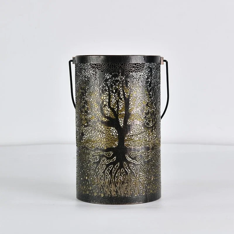 wrought iron tree lamp, outdoor garden solar viewing lamp, decorative atmosphere hollow  lamp