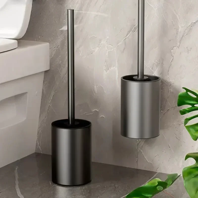 Space aluminum toilet brush no dead Angle washing toilet brush wall hanging perforation-free toilet cleaning equipment