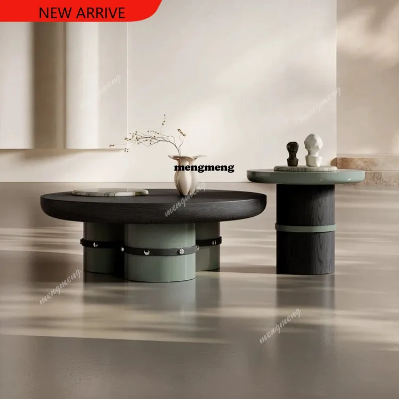 H132 Italian minimalist marble coffee table combination modern simple large flat floor living room natural stone round coffee ta