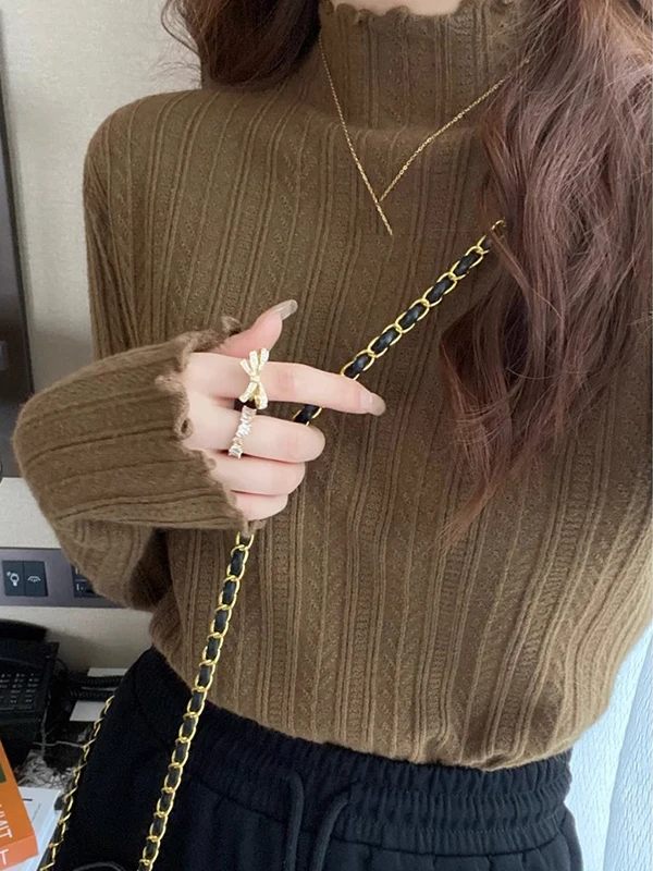 

plus Size Autumn Winter Sweater Long Sve Loose Women's Base irt Korean Sle Breathable Skin-Friendly f High Collar