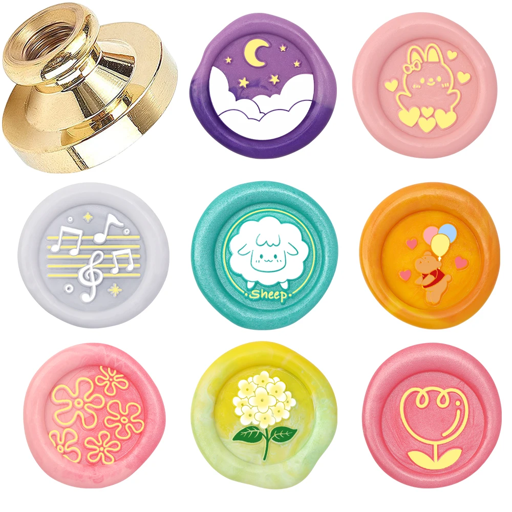 

Cute Sheep Bear Flowers Bunny Wax Seal Stamp Head, 25Mm Wax Seal Stamp, Brass Stamp for Decorating Envelopes Greeting Cards