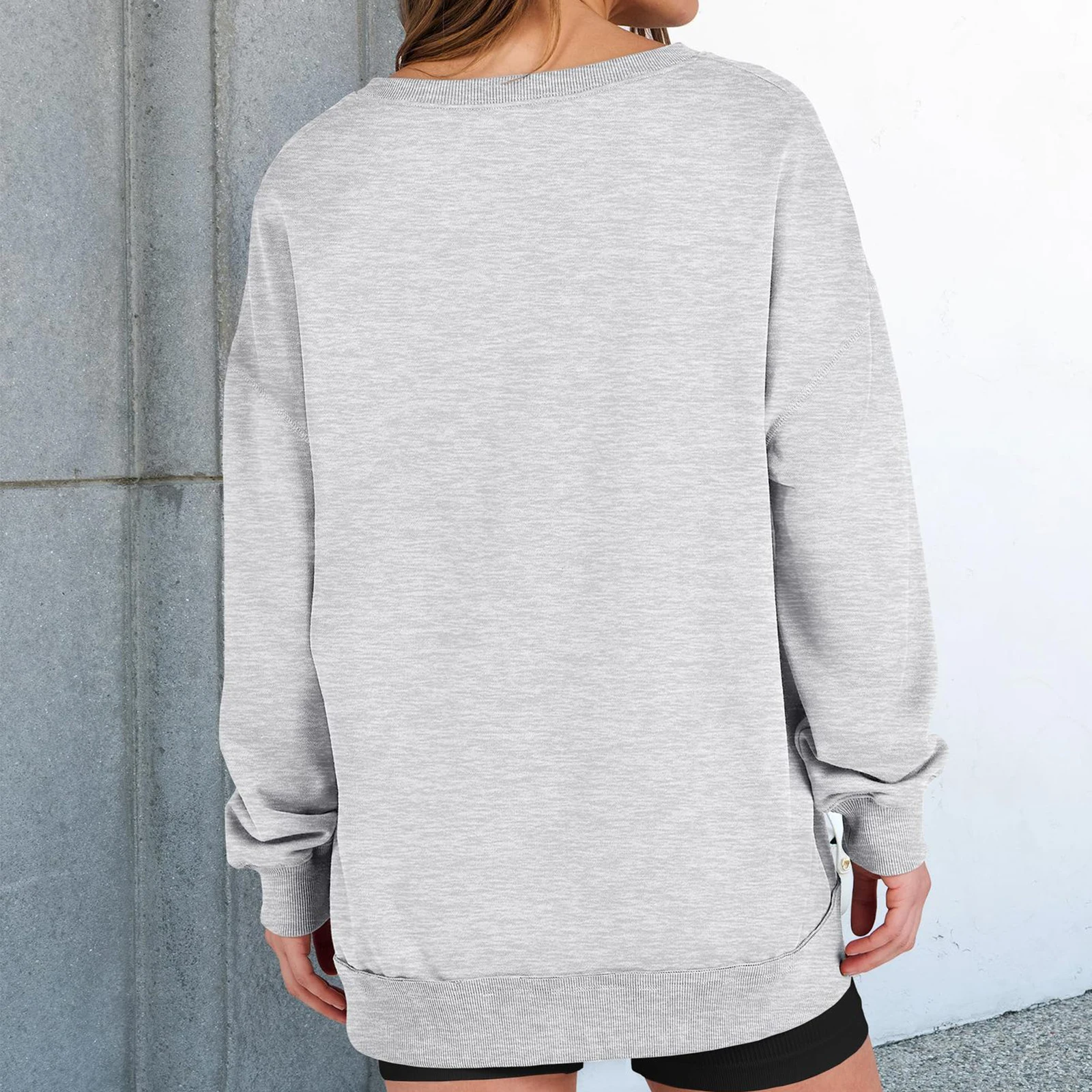 Dames losse en comfortabele effen kleur V-hals losse sportkleding sweatshirt trekt femmes winterkleding vrouw tops voor vrouw